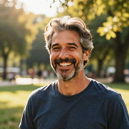 Cheerful Salt-and-Pepper Man in Sunny Park