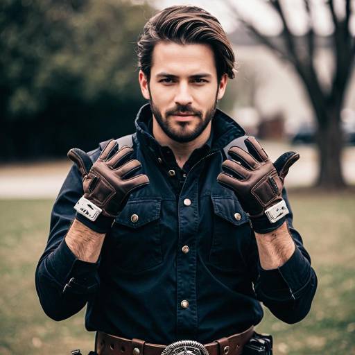 Man Wearing Fingerless Gloves Outdoors