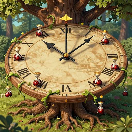 Surreal Time Travelers on Sundial Tree