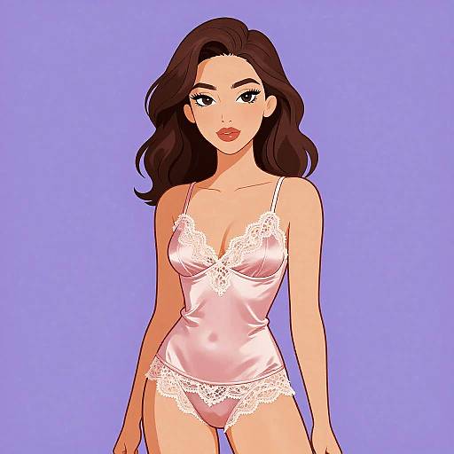 Elegant Woman in Blush Pink Lingerie