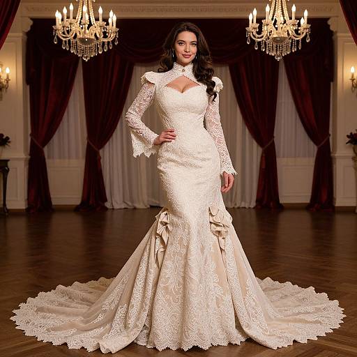 Elegant Woman in Vintage Ballroom