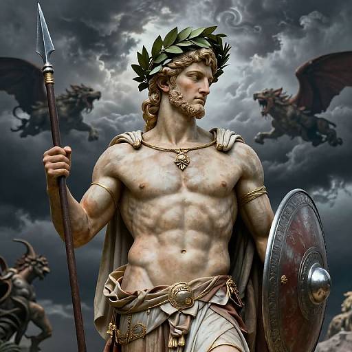 Muscular Greek God with Laurel Wreath