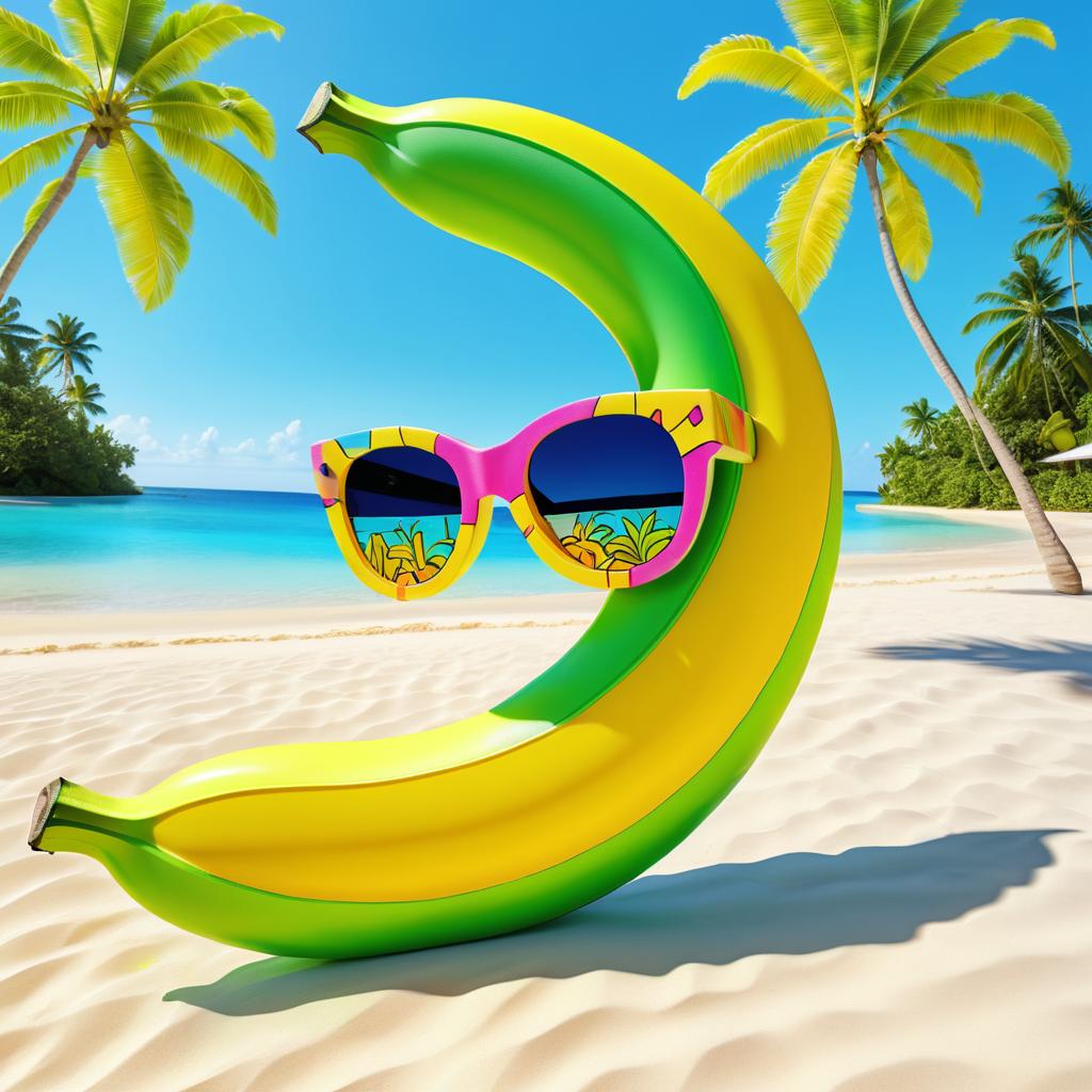 Whimsical Banana Art in Tropical Setting