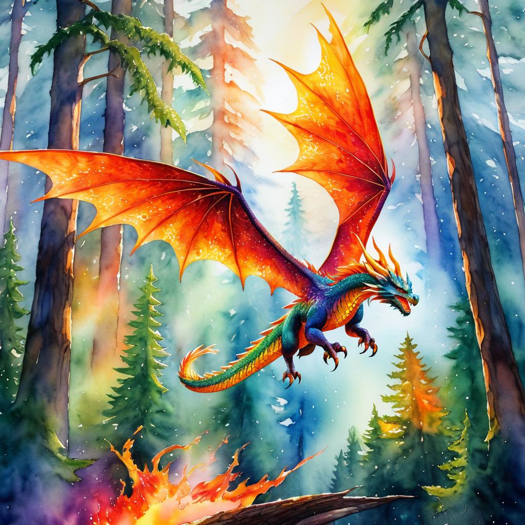 Majestic Dragon in Sunlit Forest