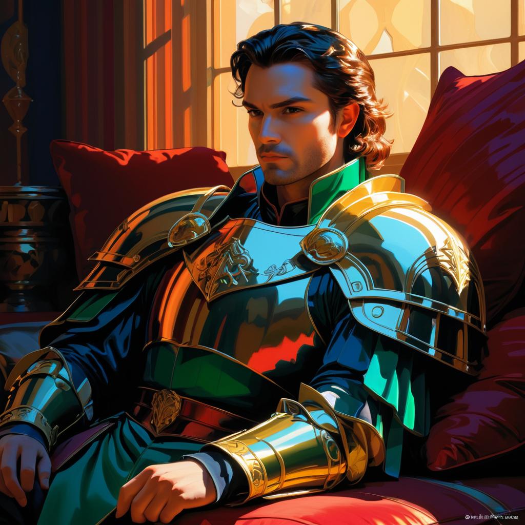 Majestic Knight Portrait in Vibrant Style