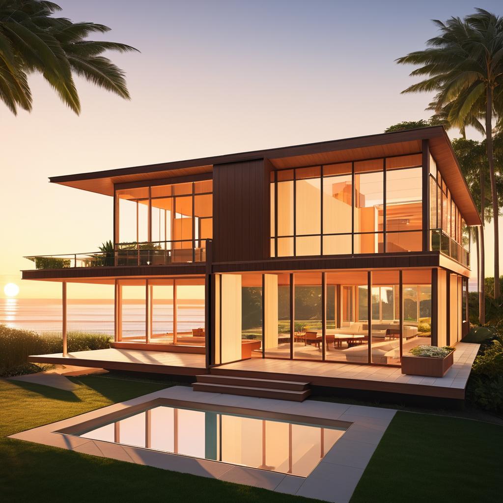 Mid-Century Coastal Home at Sunset