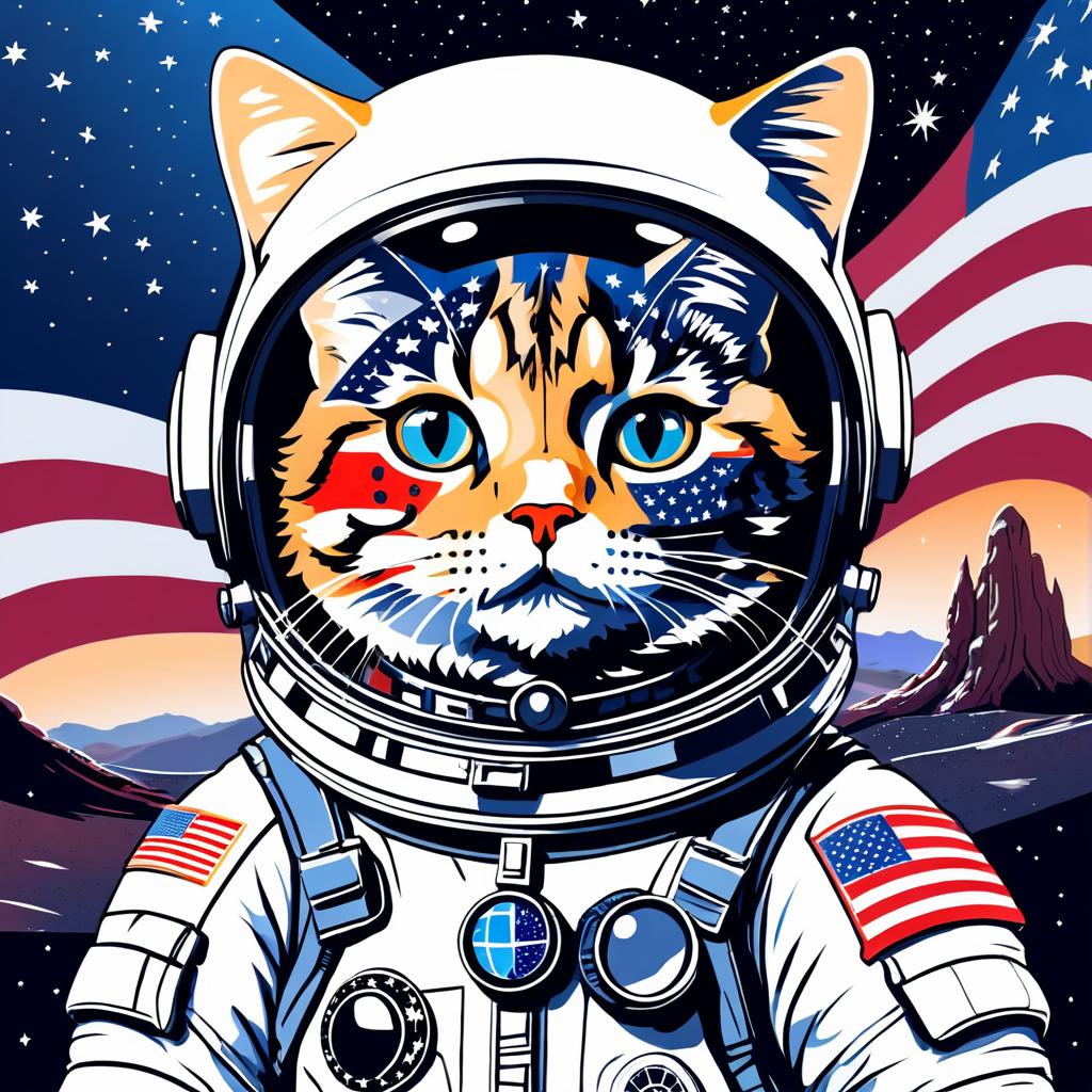 Adventurous Cat Astronaut in Space