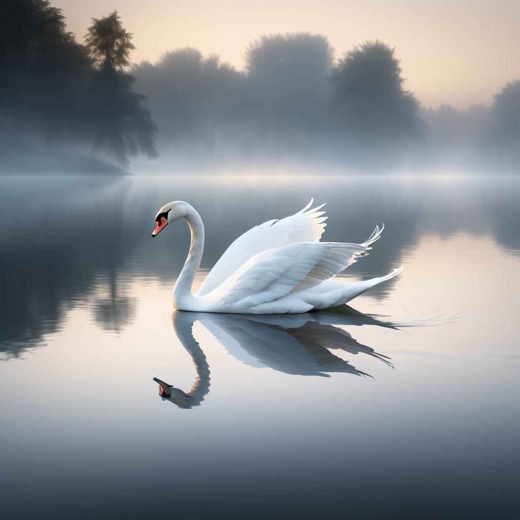 Elegant Swan Gliding on Serene Lake