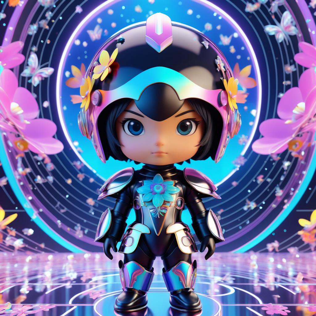 Chibi Cyborg Knight in Y2K Style