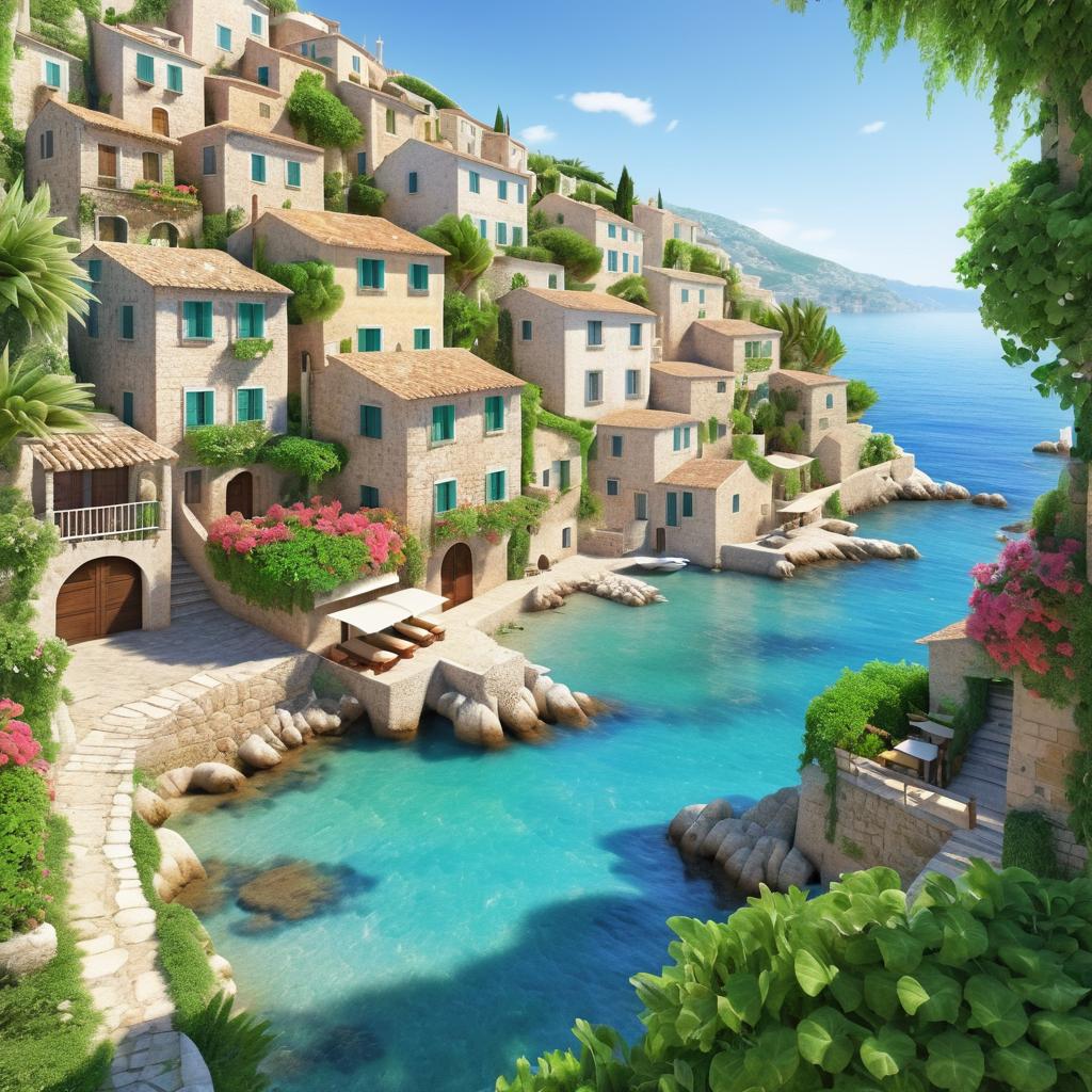 Charming Mediterranean Fishing Village Scene