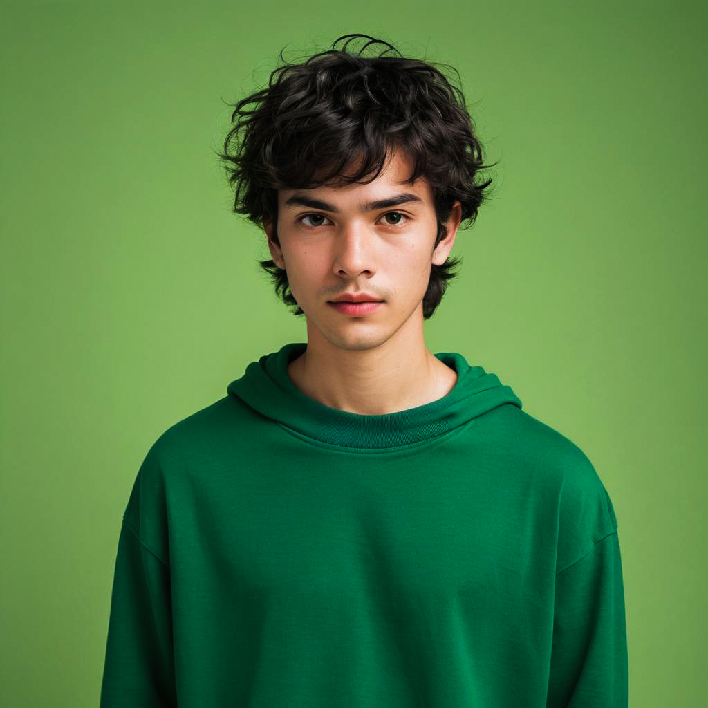 Teenage Boy Photoshoot in Green Attire