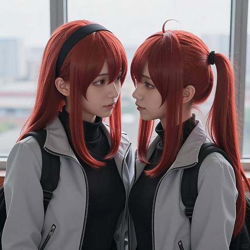 Intimate Anime Duo with Cityscape