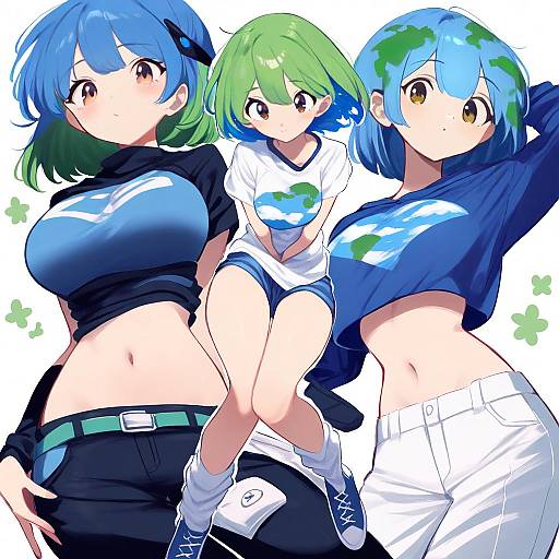 Illustration of Earth-chan, original in the style of Kodamari