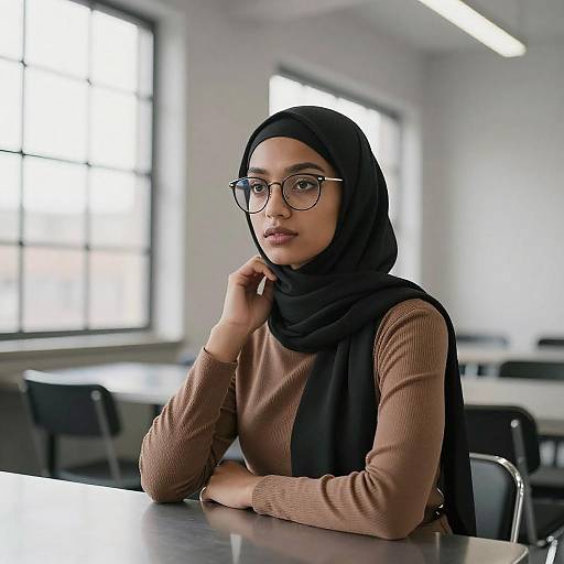 Portrait of Woman in Black Hijab