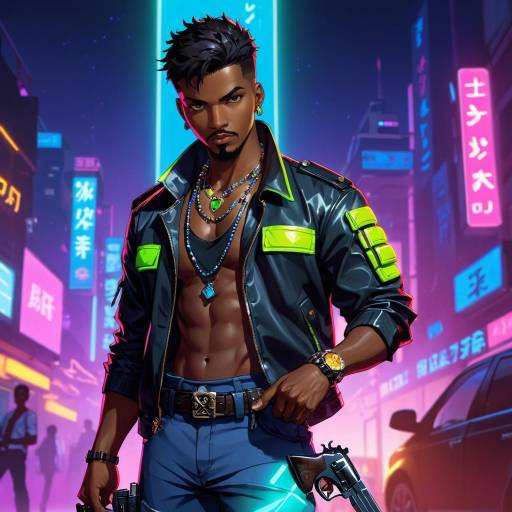 Stylish Dark-Skinned Male with Gun