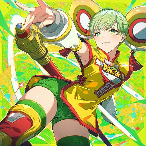 Illustration of Dragon kid, tiger & bunny in the style of Ayasaka