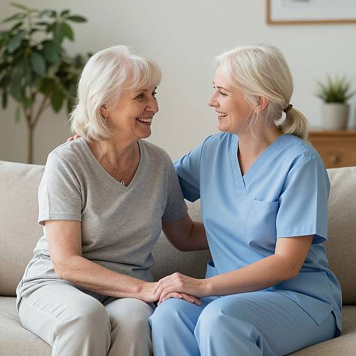 Compassionate Nurse Comforts Elderly Woman