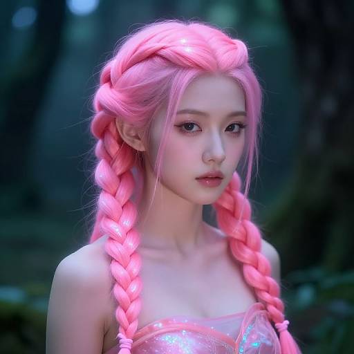 Neon Pink Braided Fantasy Elf