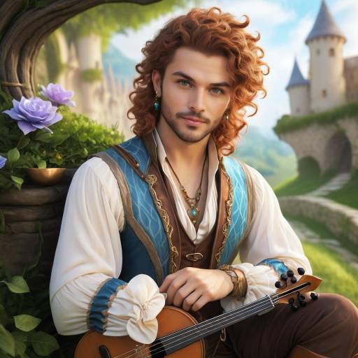 Charming Male Bard in Fantasy Setting