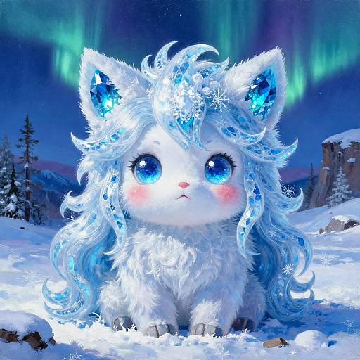 Hypnotic Snowcat in Aurora Tundra