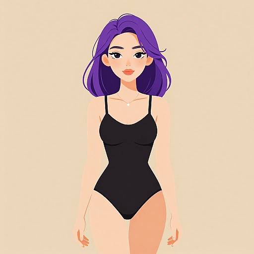 Minimalistic Woman in Black Swimsuit