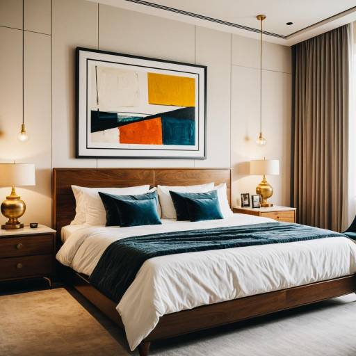 Spacious Luxurious Bedroom with Abstract Art