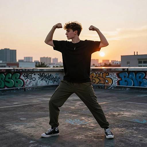 Teen Streetwear Flexing at Sunset