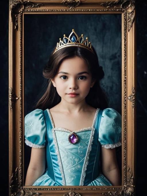 Young Girl in Princess Costume with Crown Portrait