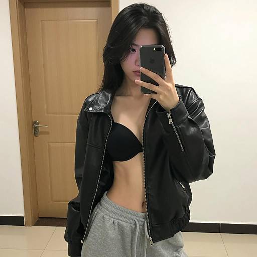 Young Woman's Mirror Selfie in Black