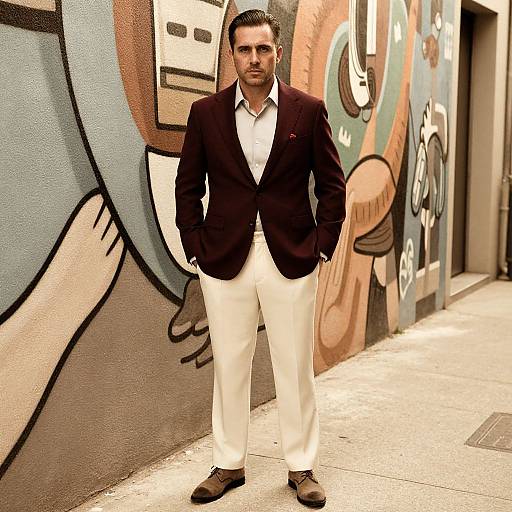 Confident Man in Burgundy Blazer