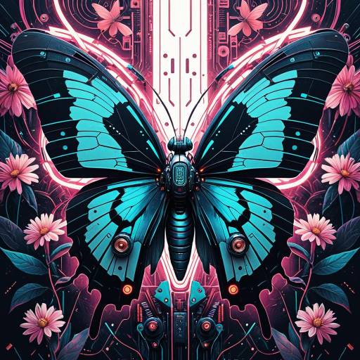 Cyberpunk Android Butterfly Portrait