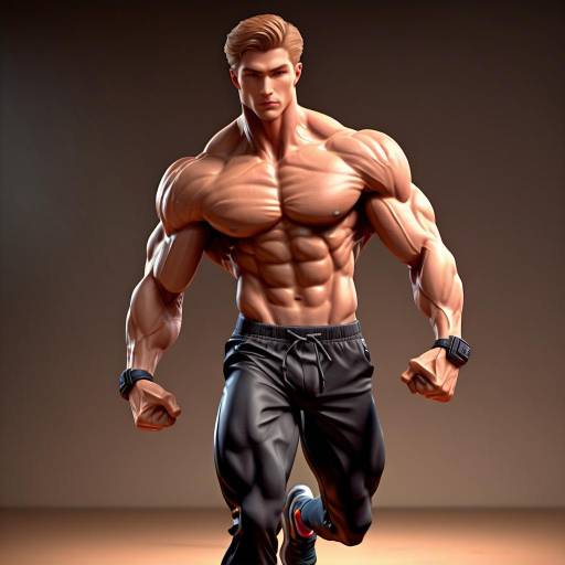 Dynamic Leap of a Sculpted Male Model