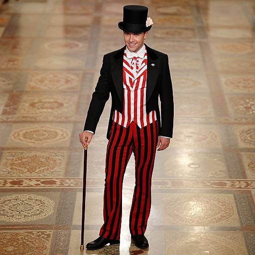 Confident Man in Striped Outfit