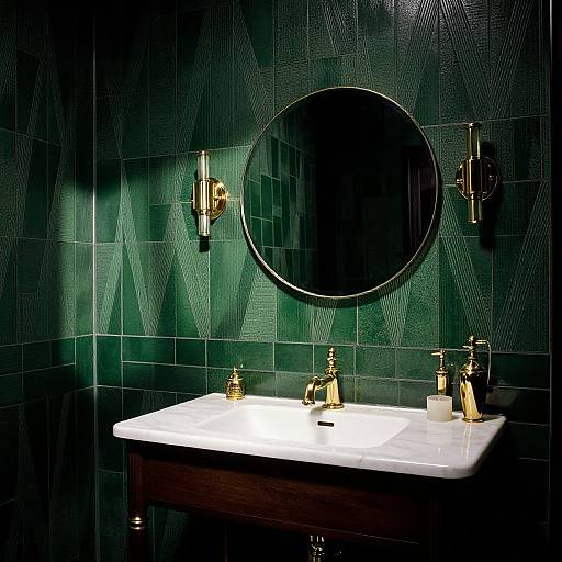 Dakota Johnson in Art Deco Bathroom