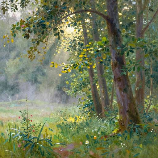 Impressionist Spring Forest Glade