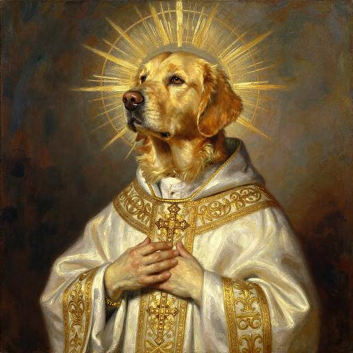 Golden Retriever Saint in Sargent Style