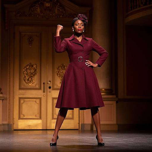 Stylish Black Woman on Historic Theater Stage