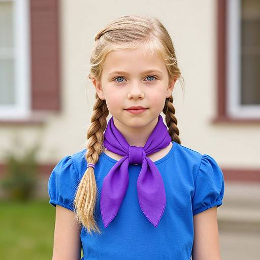 Blonde Girl in Blue Dress