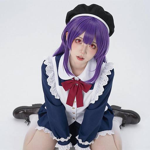 Anime Cosplayer with Purple Hair