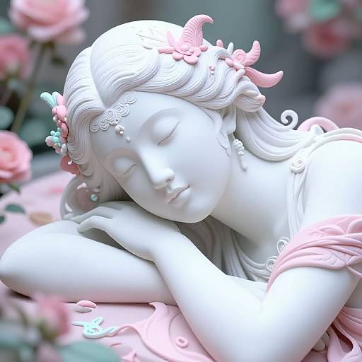 Abstract White Goddess in Garden