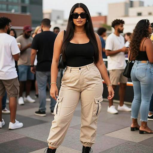 Confident Curvy Woman in Urban Streetwear