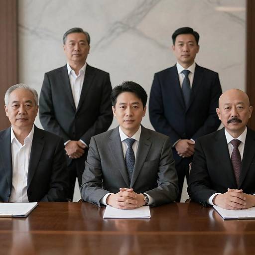 Four Men at Marble Conference Table
