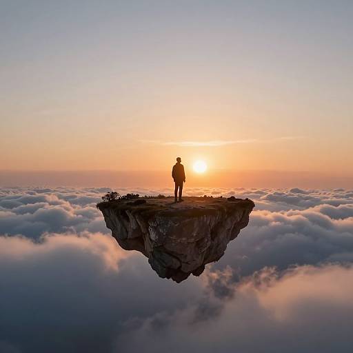 Solitary Figure on Floating Island