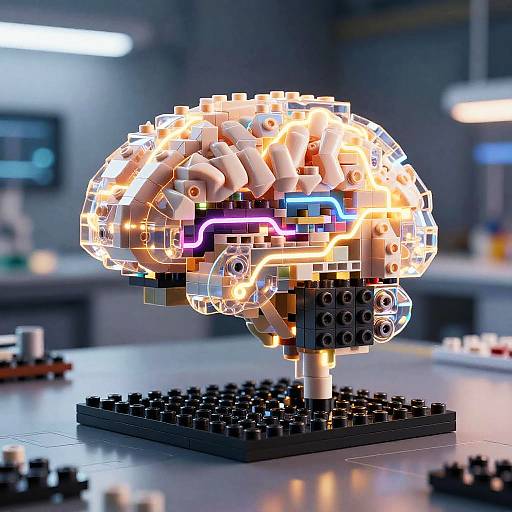 Futuristic AI Brain Lego Model