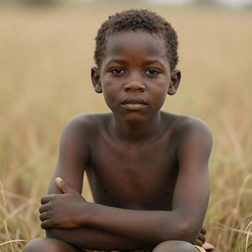 Young Boy in Golden Grass Portrait
