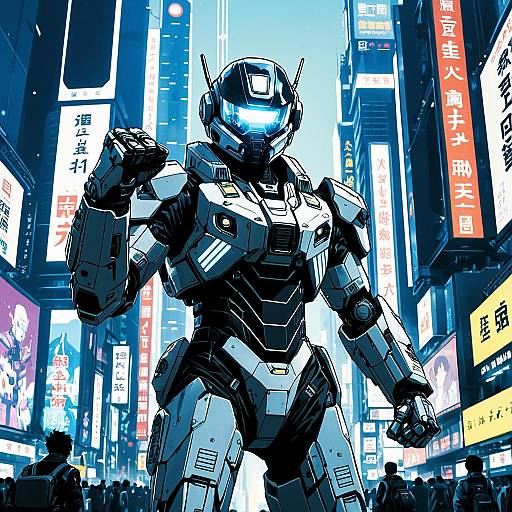 Futuristic Mech Pilot in Cyber City