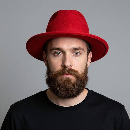 Bearded Man in Red Hat Costume