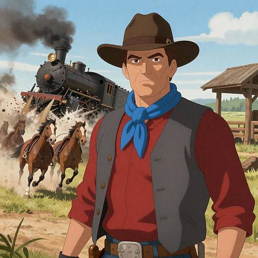 Dramatic Western Scene with Character