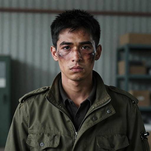 Wounded Soldier in Industrial Setting