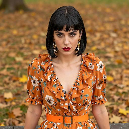 Elegant Woman in Autumn Setting